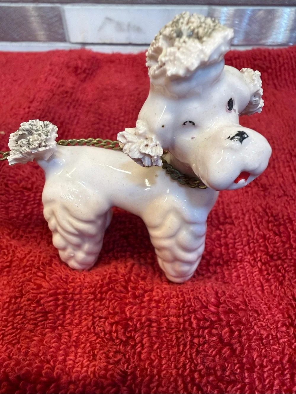 Vintage Ceramic Pink Poodle Figurine Set with original tag!